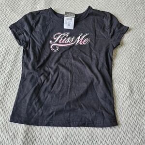 Rue 21 Women's Shirt XS Black Kiss Me NWT